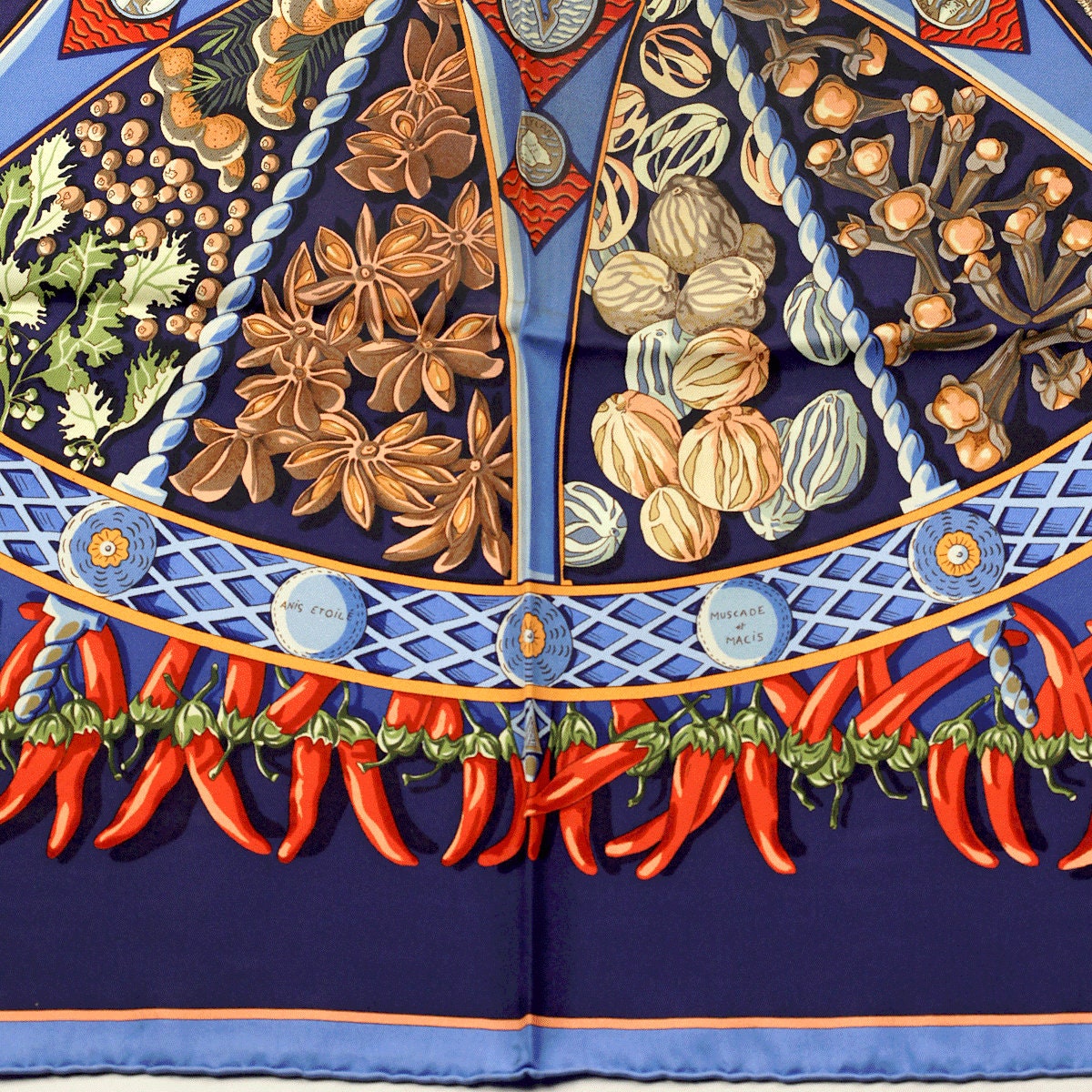 Hermes Scarf "Aux Pays de Epices" by Annie Faivre 90cm Silk | Carre Foulard