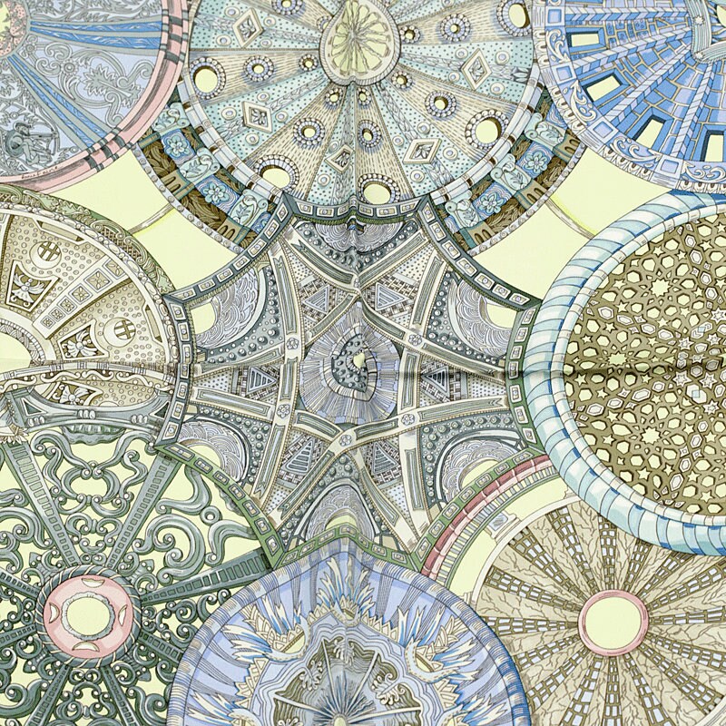 Hermes Scarf "Domes Celestes" by Annie Faivre 90cm Silk