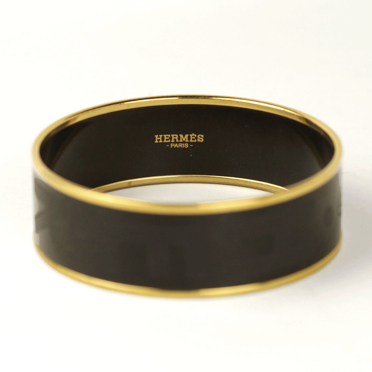 Hermes Bracelet 70 Wide Gold Enamel Dotted H Pattern | Bangle GHW