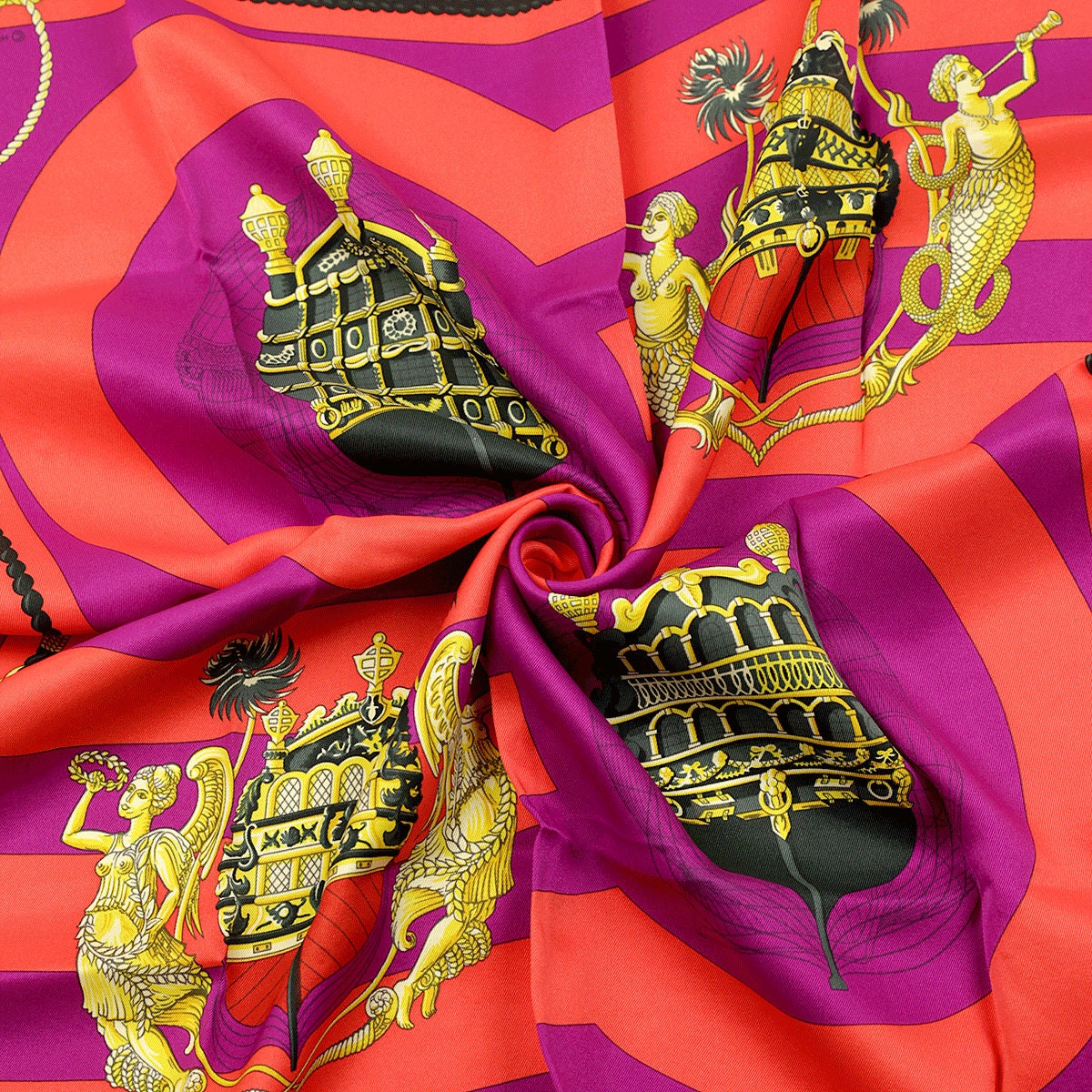 Hermes Scarf "Chateaux d'Arriere" by Julia Abadie 70cm Silk | Foulard Carre