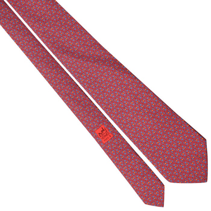 Hermes Men's Silk Tie Equestrian Geometric Pattern 5594 | Necktie Cravate