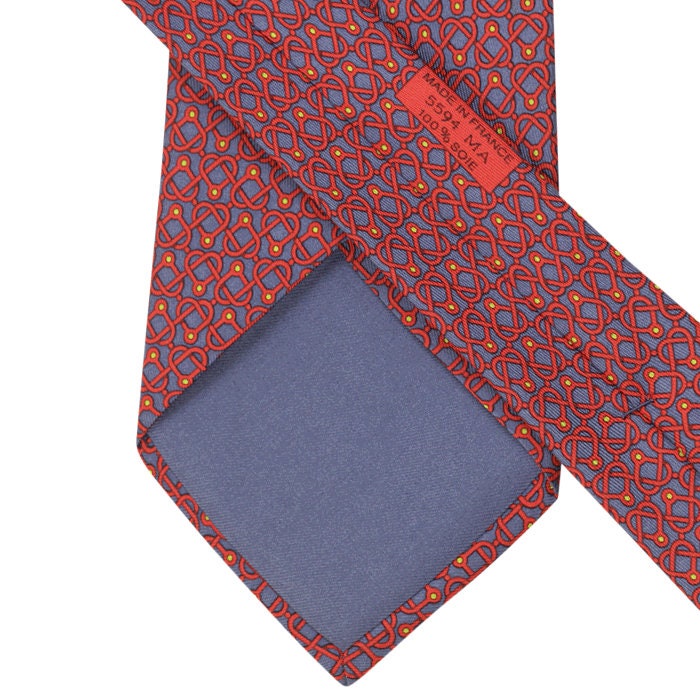 Hermes Men's Silk Tie Equestrian Geometric Pattern 5594 | Necktie Cravate