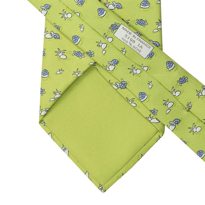 Hermes Men's Silk Tie Whimsical Turtles Pattern 5198 | Necktie Cravate