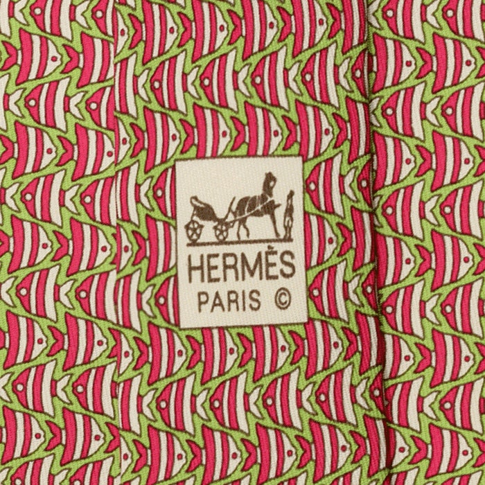 Hermes Men's Silk Tie Whimsical Tropical Fish Pattern 5562 | Necktie Cravate