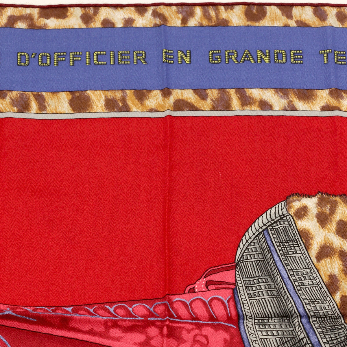 Hermes Cashmere Shawl 140cm "Selle d'Officier en Grande Tenue" by Wlodek Kaminski | Scarf Carre Foulard