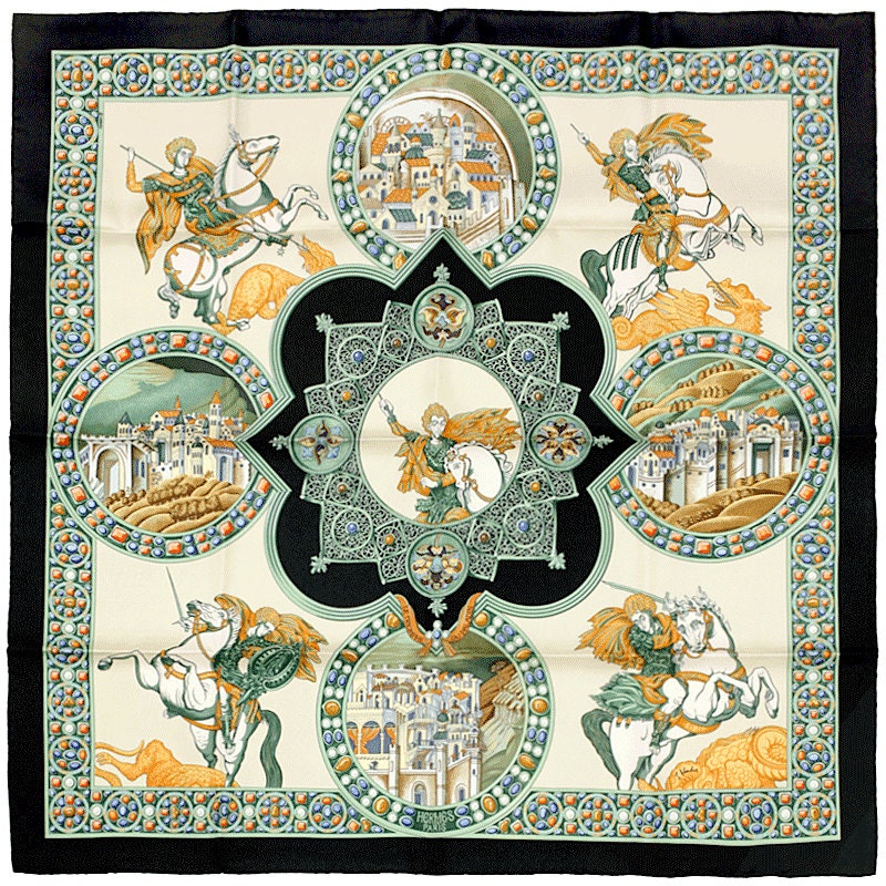 Hermes Scarf "Le Triomphe du Paladin" by Julia Abadie 90cm Silk | Carre