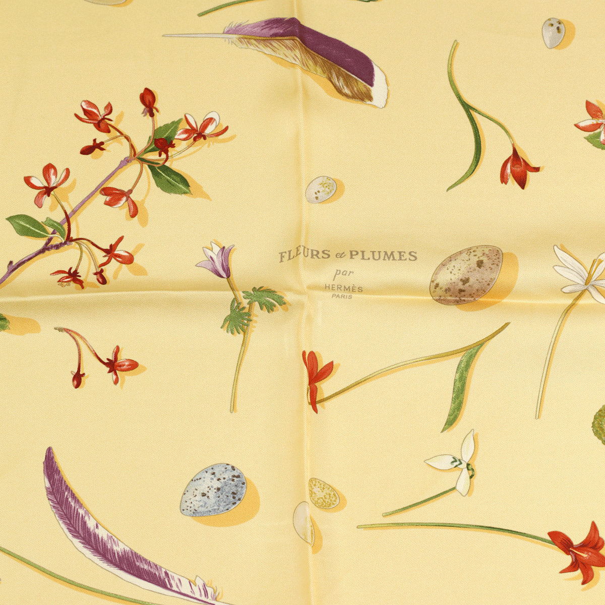 Hermes Scarf "Fleurs et Plumes" by Leigh P. Cook 90cm Silk | Carre Foulard
