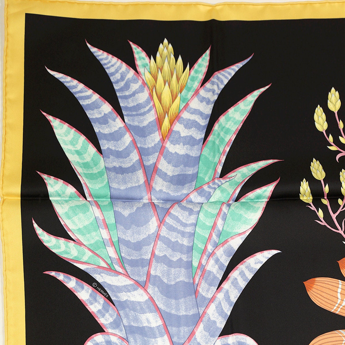 Hermes Scarf "Index Bromeliaceae" by Katie Scott 90cm Silk | Carre Foulard NWT