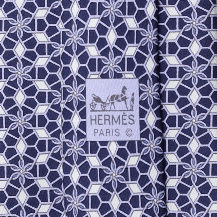 Hermes Men's Silk Tie Geometric Pattern 5082 | Necktie Cravate