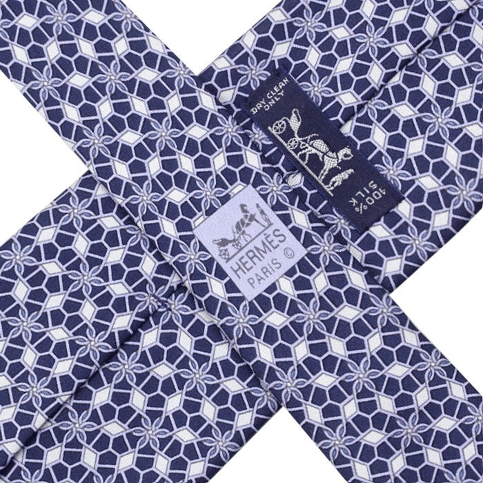 Hermes Men's Silk Tie Geometric Pattern 5082 | Necktie Cravate