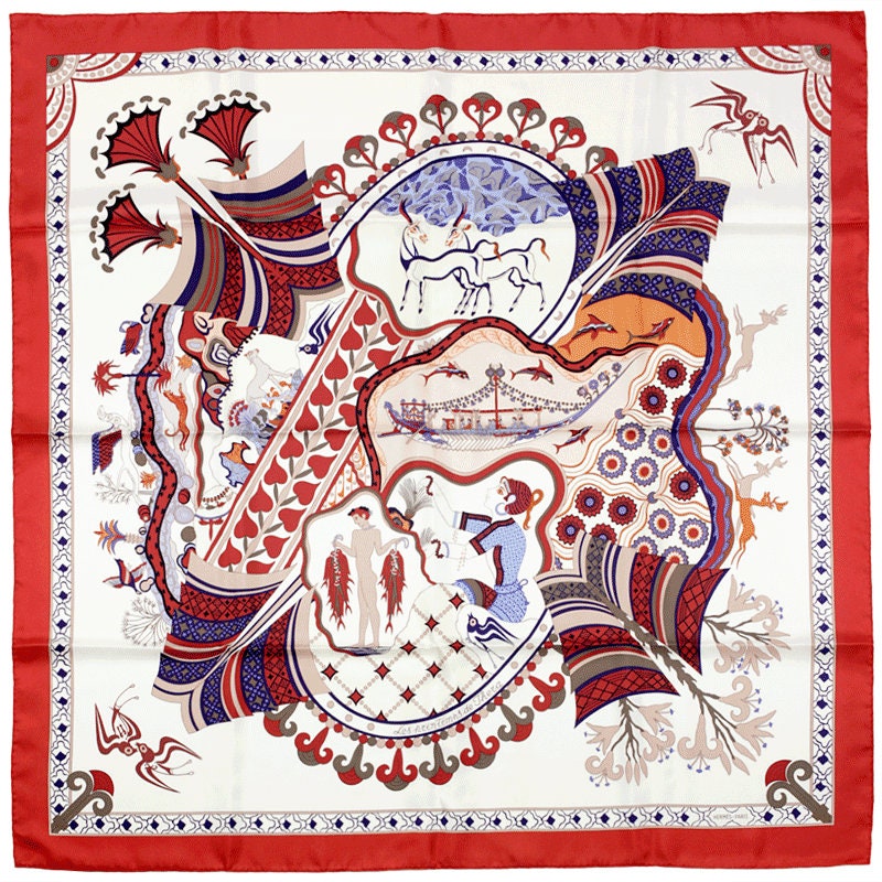 Hermes Scarf "Les Printemps de Thera" by Julia Abadie 90cm Silk | Carre Foulard