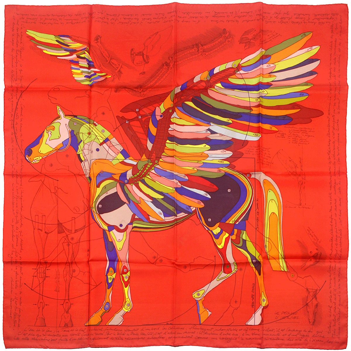 Hermes Scarf Le Pegase D Hermes By Christian Renonciat 90cm Silk Exquisite Artichoke