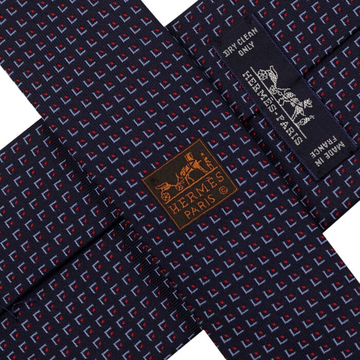 Hermes Men's Heavy Silk Tie Geometric Pattern 659199T | Necktie Cravate