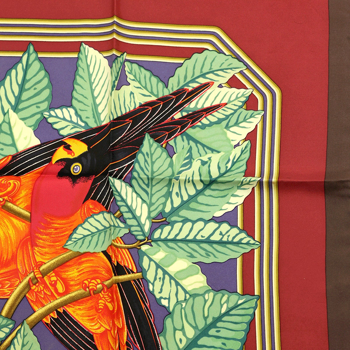 Hermes Scarf "Les Perroquets" by Joachim Metz Vintage 90cm Silk