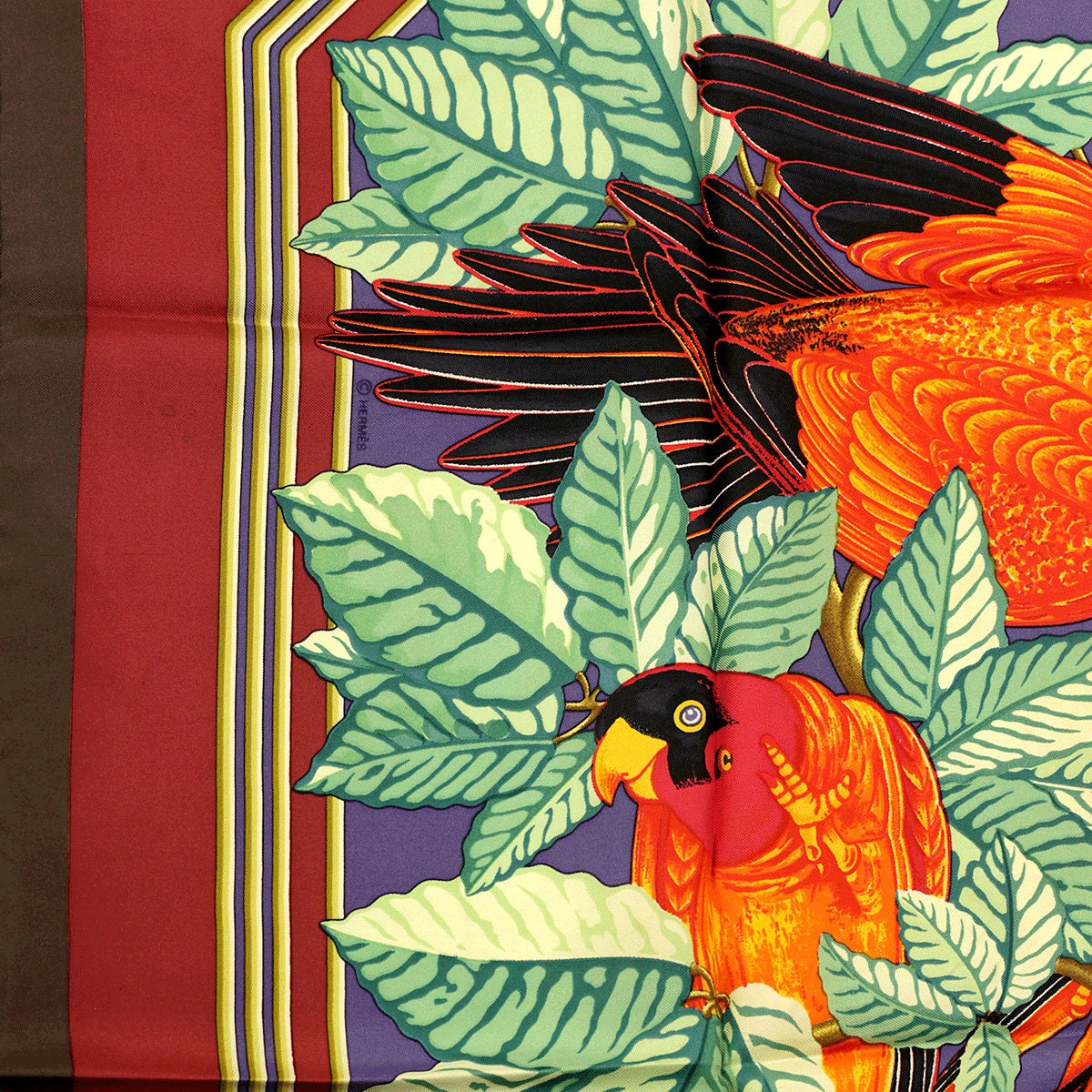 Hermes Scarf "Les Perroquets" by Joachim Metz Vintage 90cm Silk