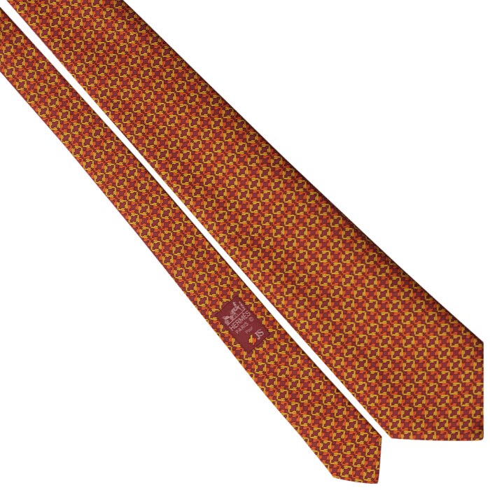 Hermes Men's Silk Tie Geometric Pattern 5369 | Necktie Cravate