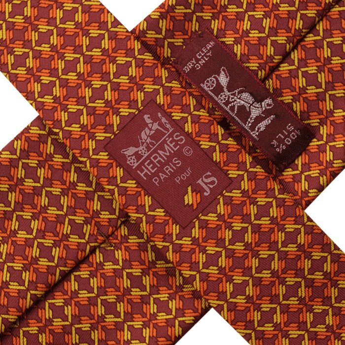 Hermes Men's Silk Tie Geometric Pattern 5369 | Necktie Cravate