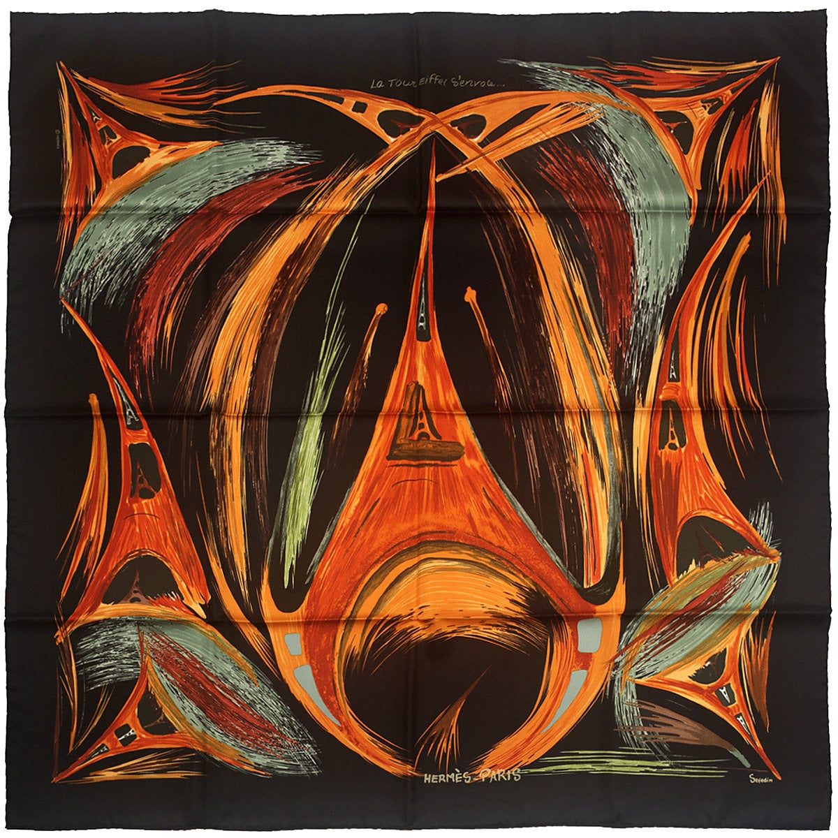 Hermes Scarf "La Tour Eiffel S'Envole" by Sefedin Kwumi 90cm Silk | Carre Foulard