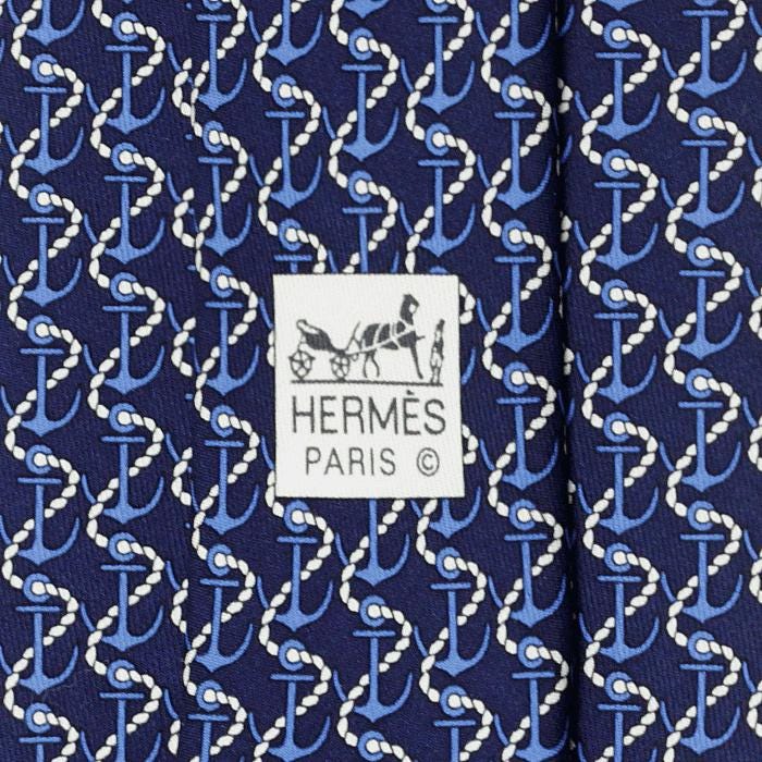 Hermes Men's Silk Tie Anchors Pattern 5621 | Necktie Cravate