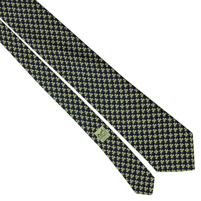 Hermes Men's Silk Tie Clovers Pattern 5005