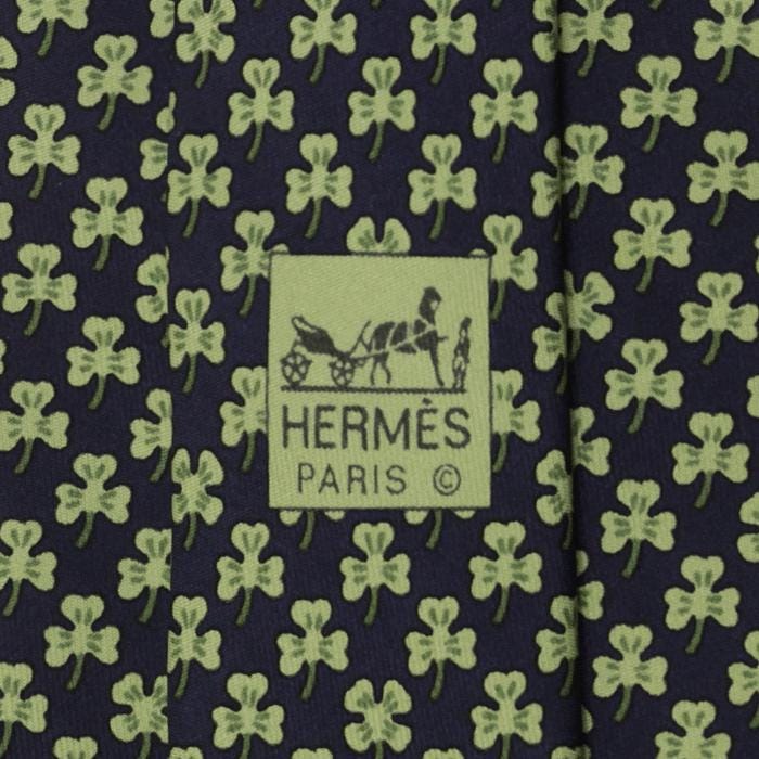 Hermes Men's Silk Tie Clovers Pattern 5005