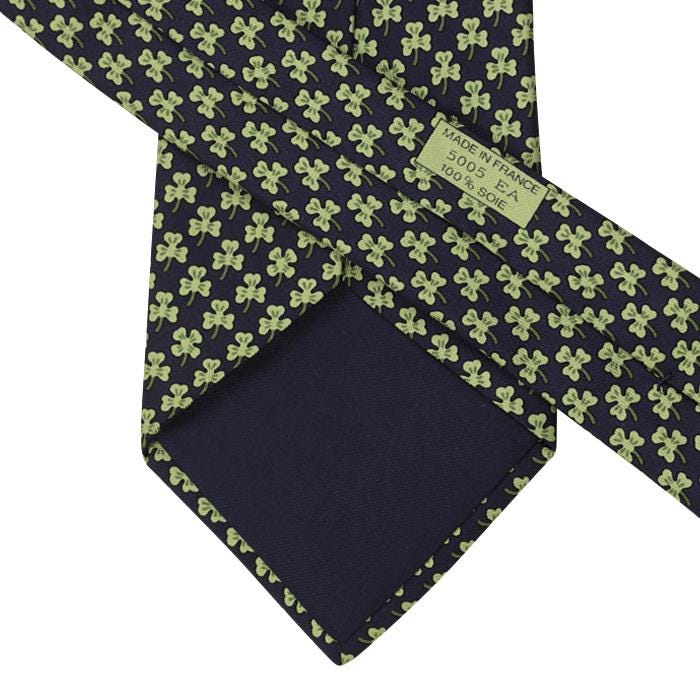 Hermes Men's Silk Tie Clovers Pattern 5005