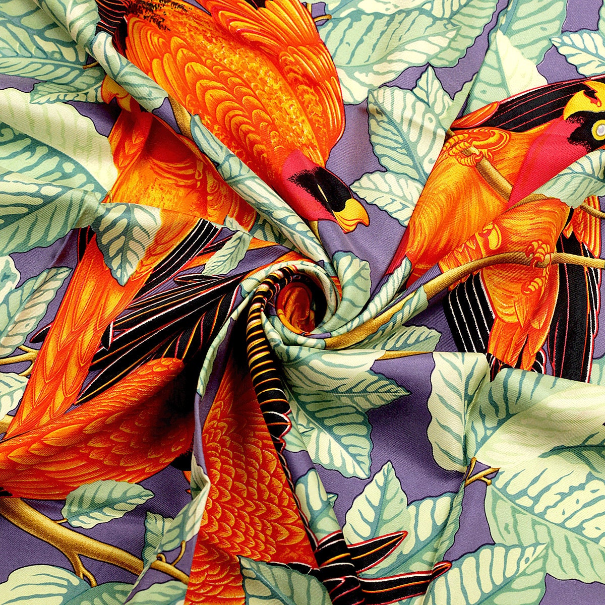 Hermes Scarf "Les Perroquets" by Joachim Metz Vintage 90cm Silk