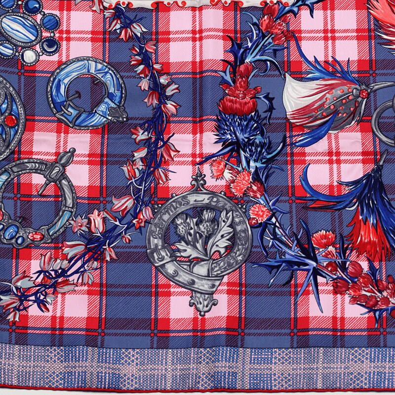 Hermes Scarf "Fleurs d'Ecosse" by Sylvia Kerr 90cm Silk | Carre Foulard