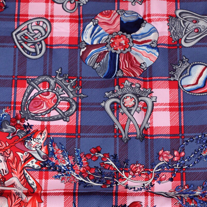 Hermes Scarf "Fleurs d'Ecosse" by Sylvia Kerr 90cm Silk | Carre Foulard