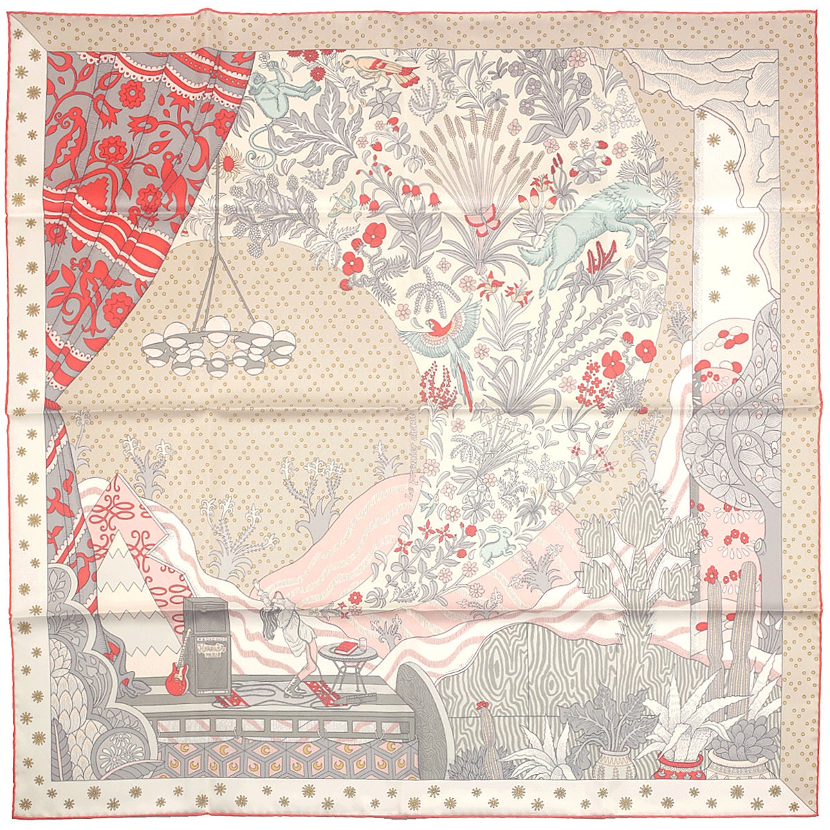 Hermes Scarf "Le Premier Chant" by Sophia Andreotti and Édouard Baribeaud 90cm Silk