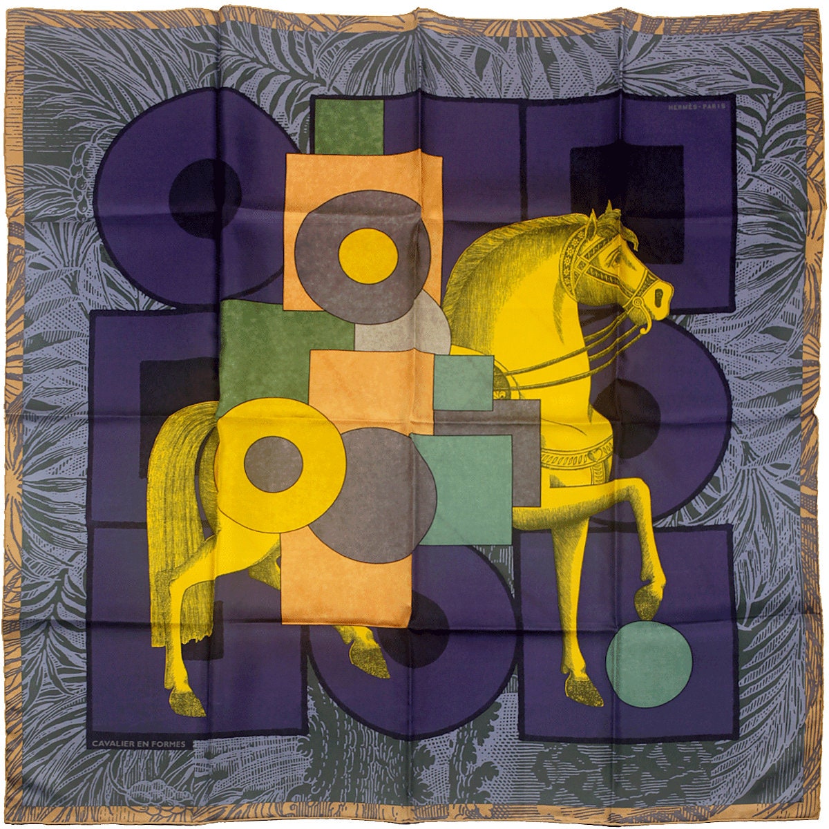 Hermes Scarf "Cavalier en Formes" by Giancarlo Pagni 90cm Silk | Carre Foulard