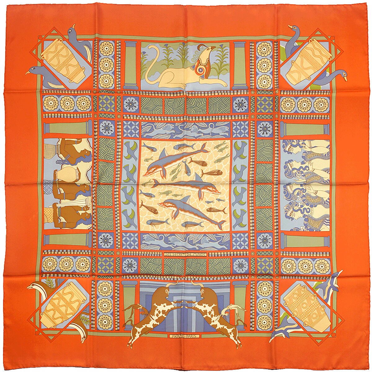 Hermes Scarf "Les Secrets de Minos" by Sophie Koechlin 90cm Silk | Carre Foulard