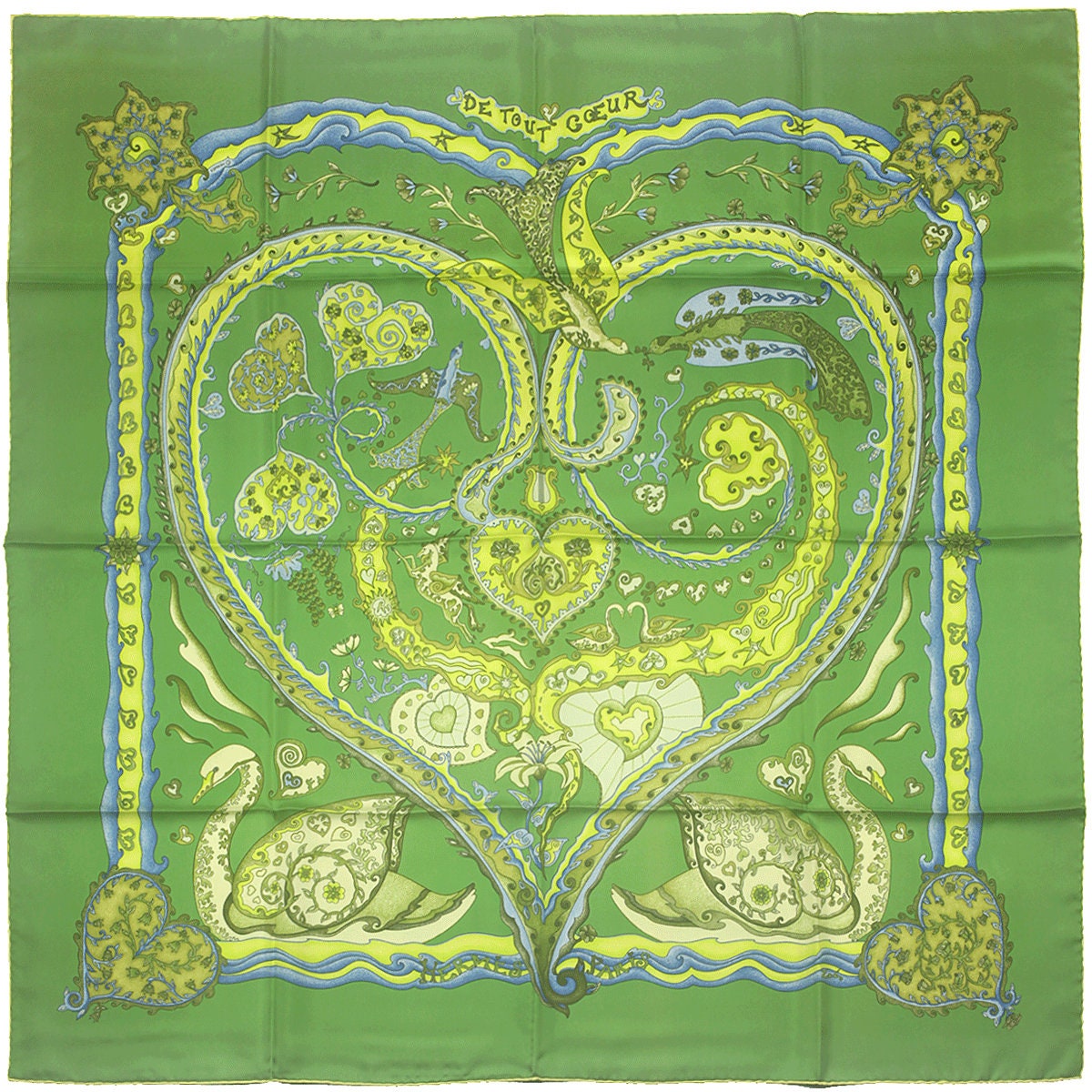 Hermes Scarf "De Tout Coeur" by Zoe Pauwels 90cm Silk | Carre Foulard