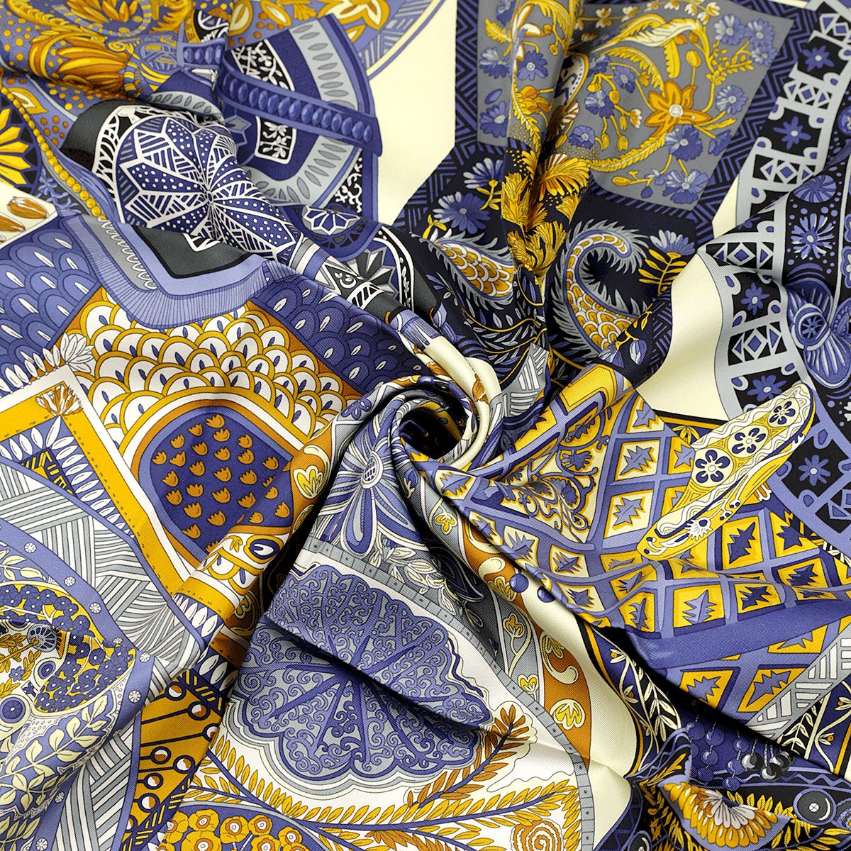 Hermes Scarf "Tapis de Selle" by Annie Faivre 90cm Silk | Carre Foulard