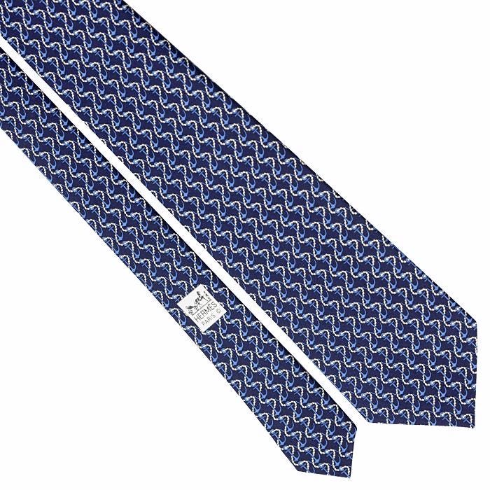 Hermes Men's Silk Tie Anchors Pattern 5621 | Necktie Cravate