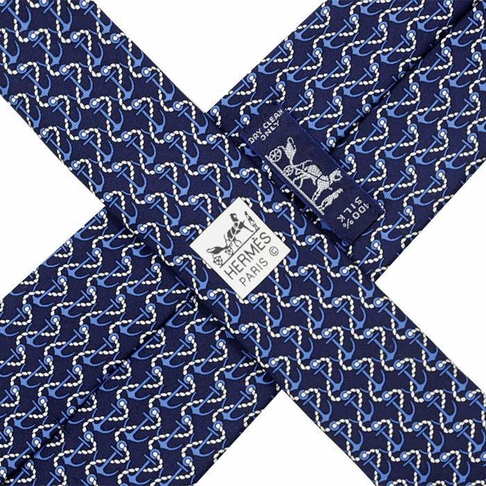 Hermes Men's Silk Tie Anchors Pattern 5621 | Necktie Cravate