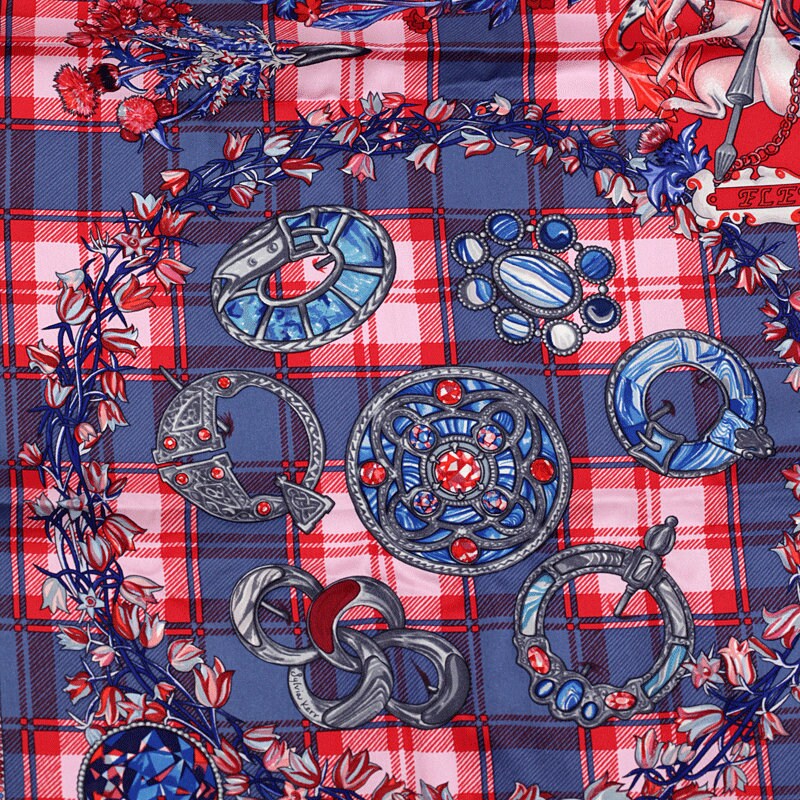 Hermes Scarf "Fleurs d'Ecosse" by Sylvia Kerr 90cm Silk | Carre Foulard