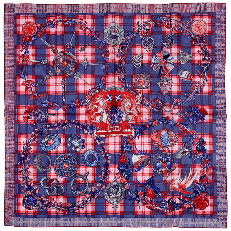 Hermes Scarf "Fleurs d'Ecosse" by Sylvia Kerr 90cm Silk | Carre Foulard