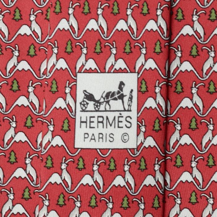 Hermes Men's Silk Tie Whimsical Mountain Goats Pattern 5340