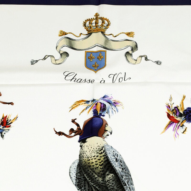 Hermes Scarf "Chasse a Vol" by Henri de Linares 90cm Silk | Carre Foulard