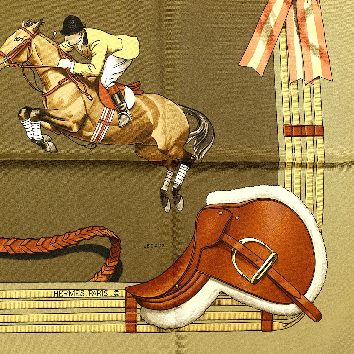 Hermes Scarf "Jumping" by Philippe Ledoux 90cm Silk | Carre Foulard