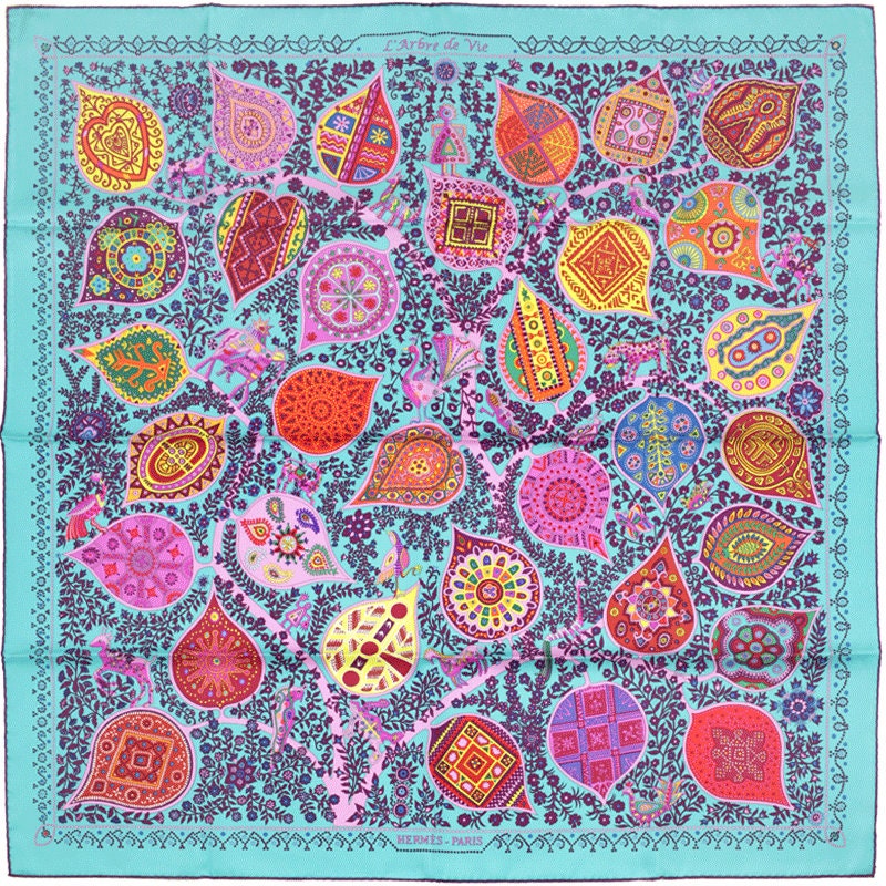 Hermes Scarf "L'Arbre de Vie" by Christine Henry 90cm Silk | Foulard Carre