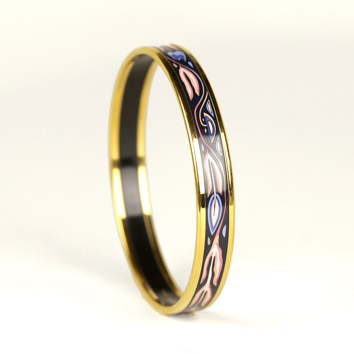 Hermes Bracelet Enamel Gold 65 Narrow