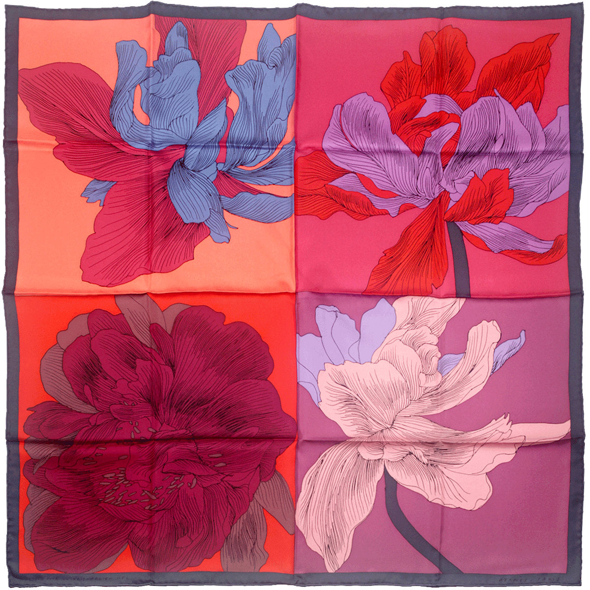 Hermes Scarf "Etude Pour un Iris Arc-en-Ciel" by Benoit Pierre Emery 90cm Silk | Carre Foulard