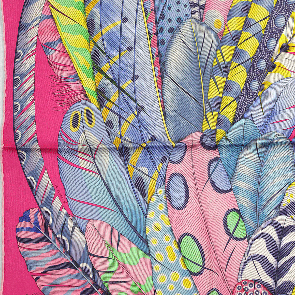 Hermes Scarf "Plumes en Fete" by Aline Honoré 90cm Silk | Carre Foulard