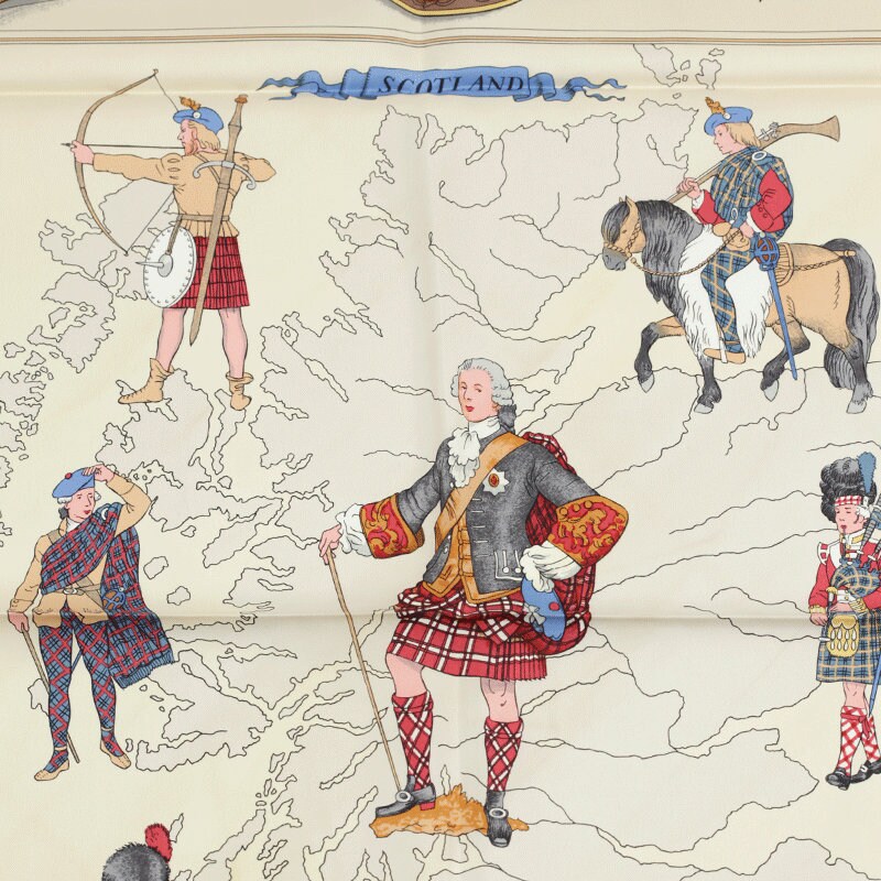 Hermes Scarf "Scotland" by Philippe Ledoux 90cm Silk | Carre Foulard