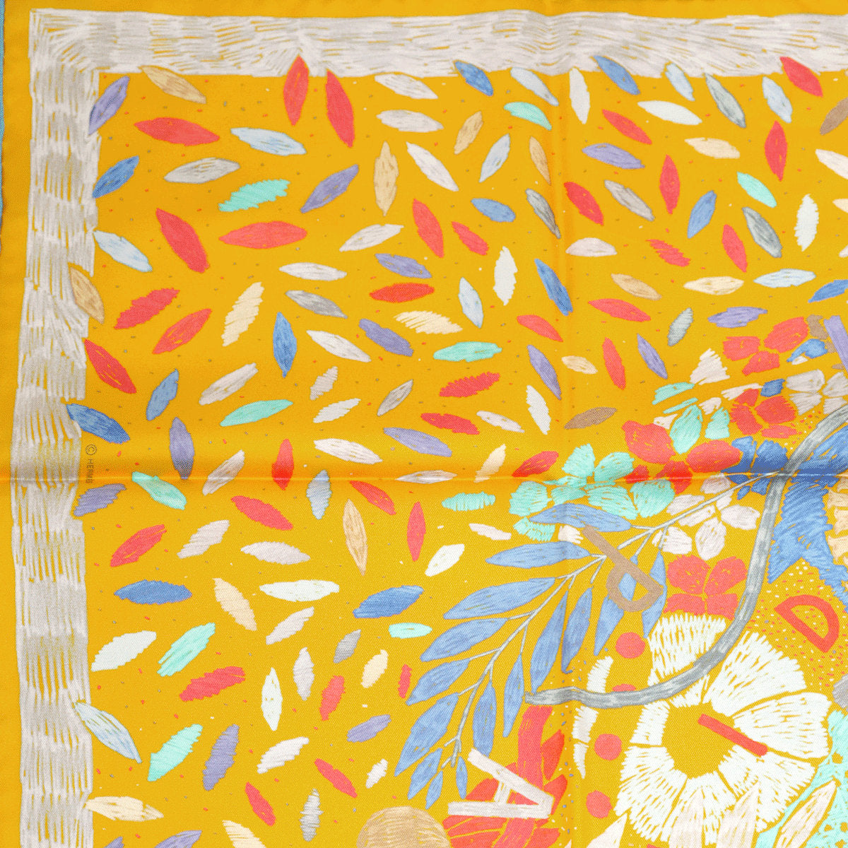 Hermes Scarf "Chacun Fait Son Nid" by Nigel Peake 90cm Silk | Carre Foulard