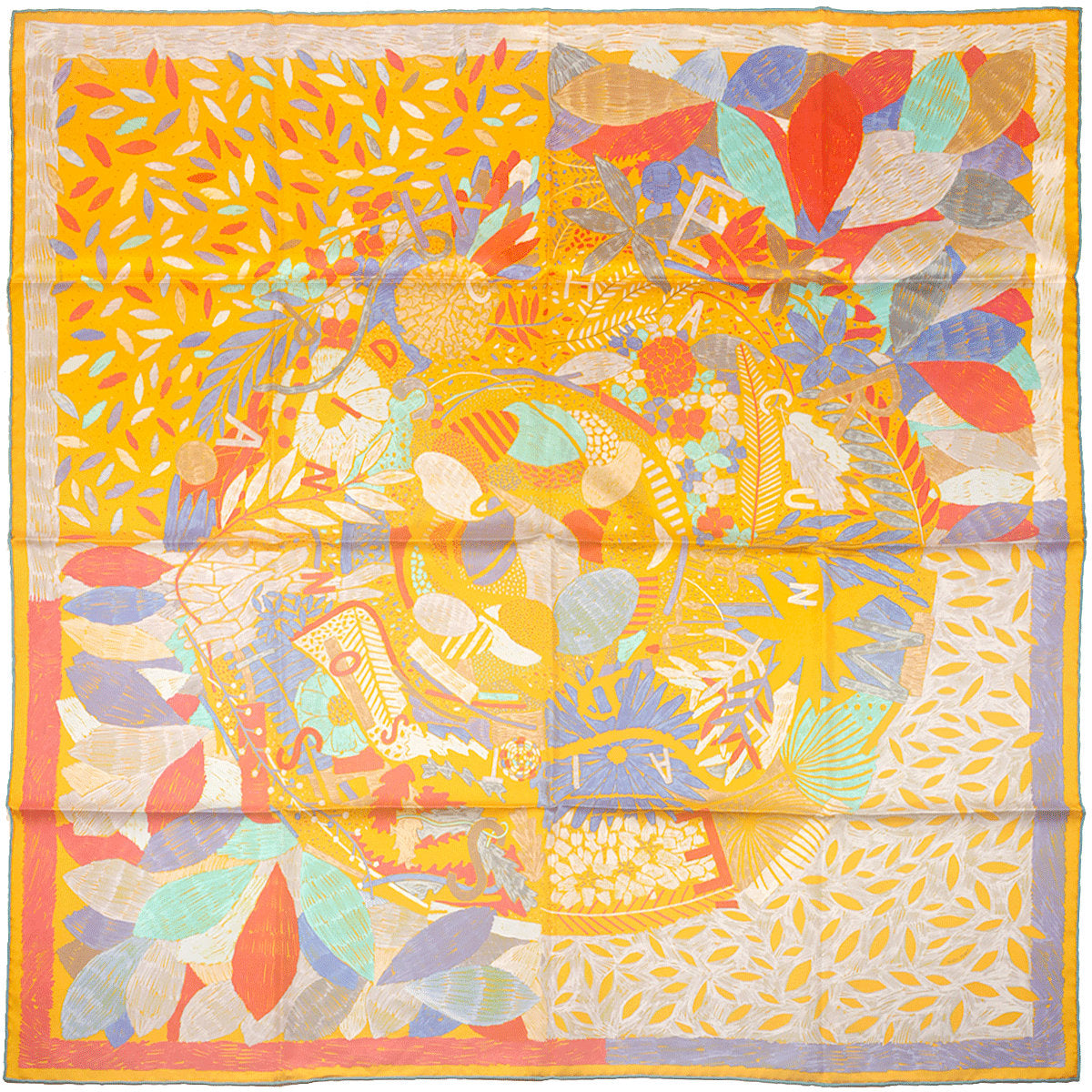 Hermes Scarf "Chacun Fait Son Nid" by Nigel Peake 90cm Silk | Carre Foulard