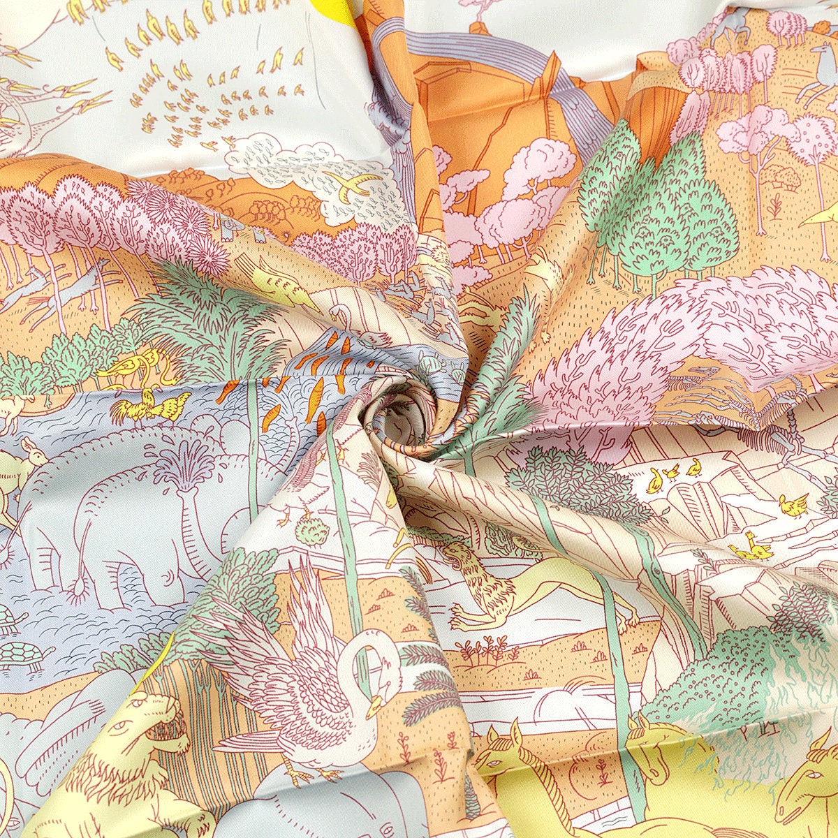 Hermes Scarf "Les Carnaval des Animaux" by Thibaut Huchard 90cm Silk | Carre Foulard