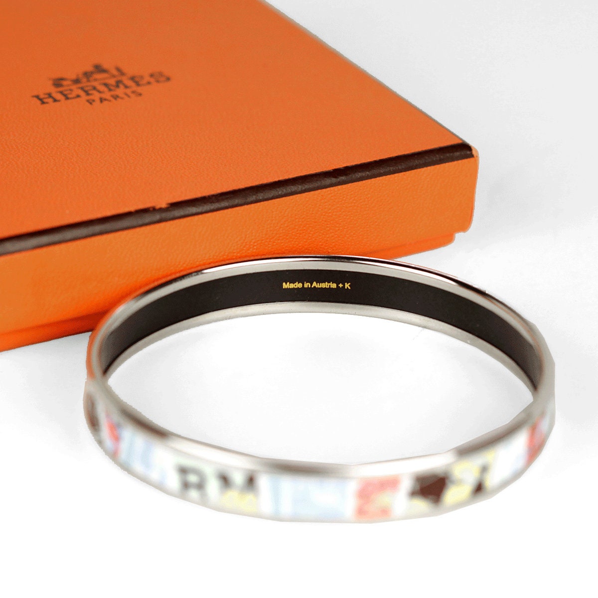 Hermes Bracelet Enamel Palladium Silver 70 Narrow | Bangle SHW